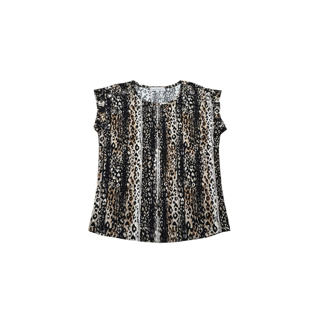 Sweet Violet Women's Medium Animal Print Sleeveless Stretch Blouse M